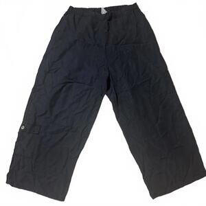 Two star dog linen/tencel pull on pants boho wide leg cropped Lagenlook Sz L